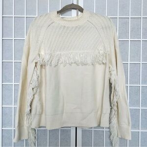 Frame Sweater with Fringe Accents